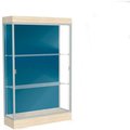 Waddell Display Case Of Ghent Edge Lighted Floor Case, Blue Steel Back, Satin Frame, 6" Chardonnay Base, 48"W x 76"H x 20"D 92LFBS-SN-CD